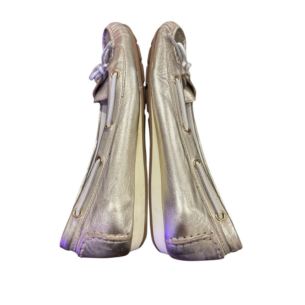 Cole Haan Tali Metallic Gold Boat Shoe Bow Leather Flats Women's Size 10 B - Picture 5 of 11